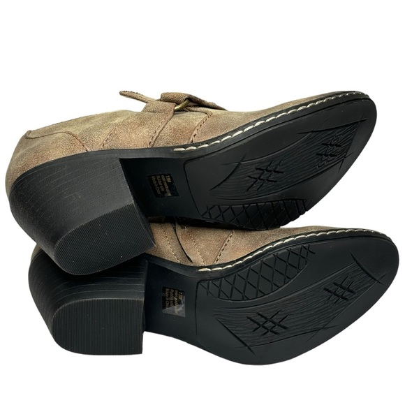 New 2 Lips Too Women Ankle Bootie Light Brown Burnished Toes Slip On & Zip 7.5 - Picture 11 of 14